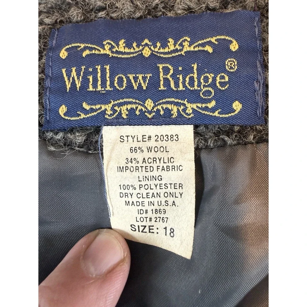 Vintage Willow Ridge Wool Blend‎ Boucle Cardigan Jacket Wmns 18 Cottage Core USA